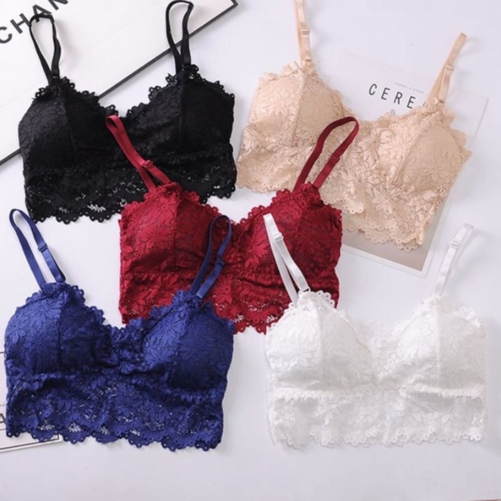 NEW! lace bralettes, fits chest sizes A-C, 1 bra - Picture 2 of 14